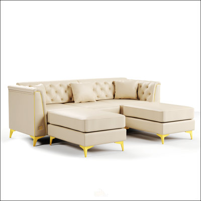Canapé Chesterfield modulaire de luxe léger avec capitonnage à boutons