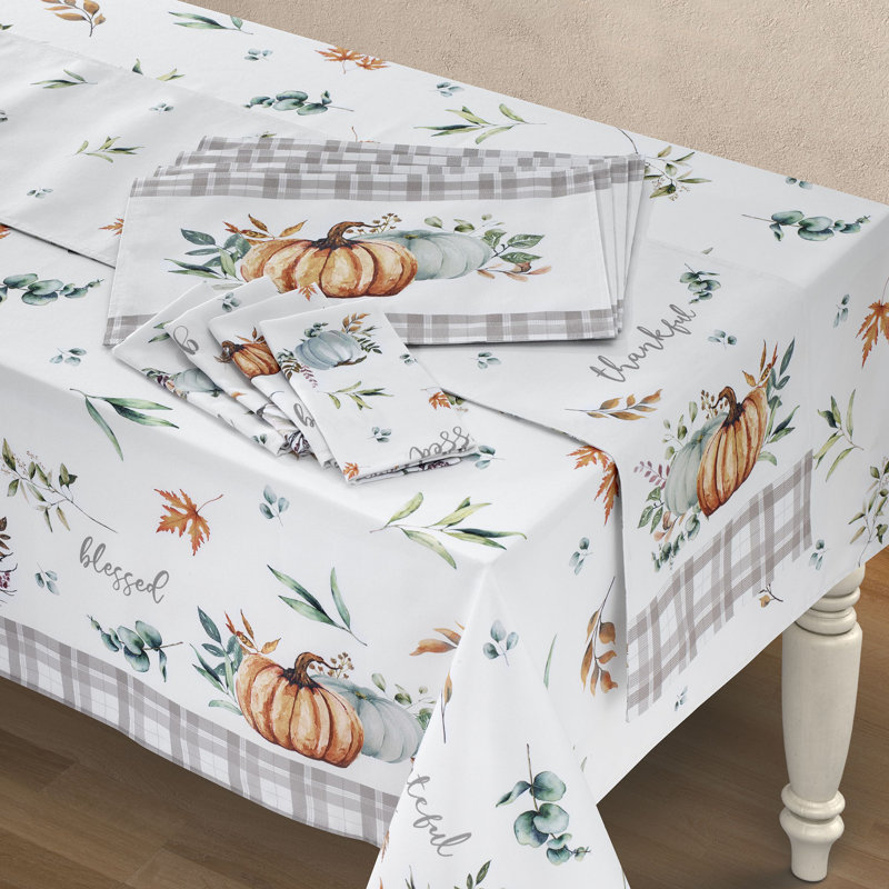 Grateful Patch Fall-Inspired Ivory Polyester Cotton Tablecloth