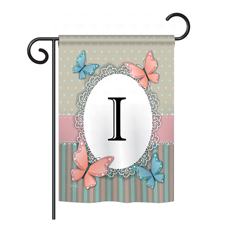 Drapeau de maison / jardin en polyester monogramme à 2 faces Shellman Butterflies, H 18,5 po x l 13 po, I