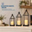 Lanternes décoratives avec chandelles - Ensemble de 3 lanternes hautes en métal noir - Décoration moderne de style ferme pour l'intérieur, l'extérieur, une table ou un porche-135968674