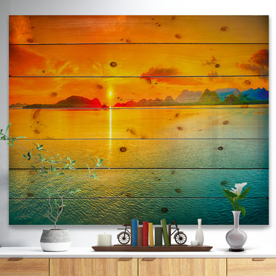 Paysage marin «Sunset over Sea Panorama» - impression d'art graphique