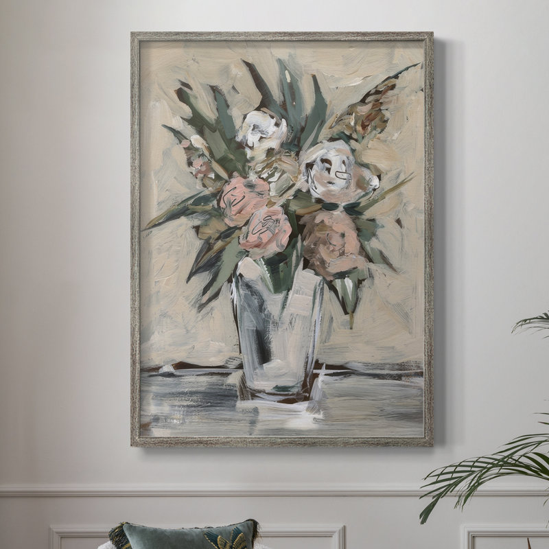 «Neutral & Peach Arrangement I», reproduction encadrée - bois massif, H 11 po x l 9 po
