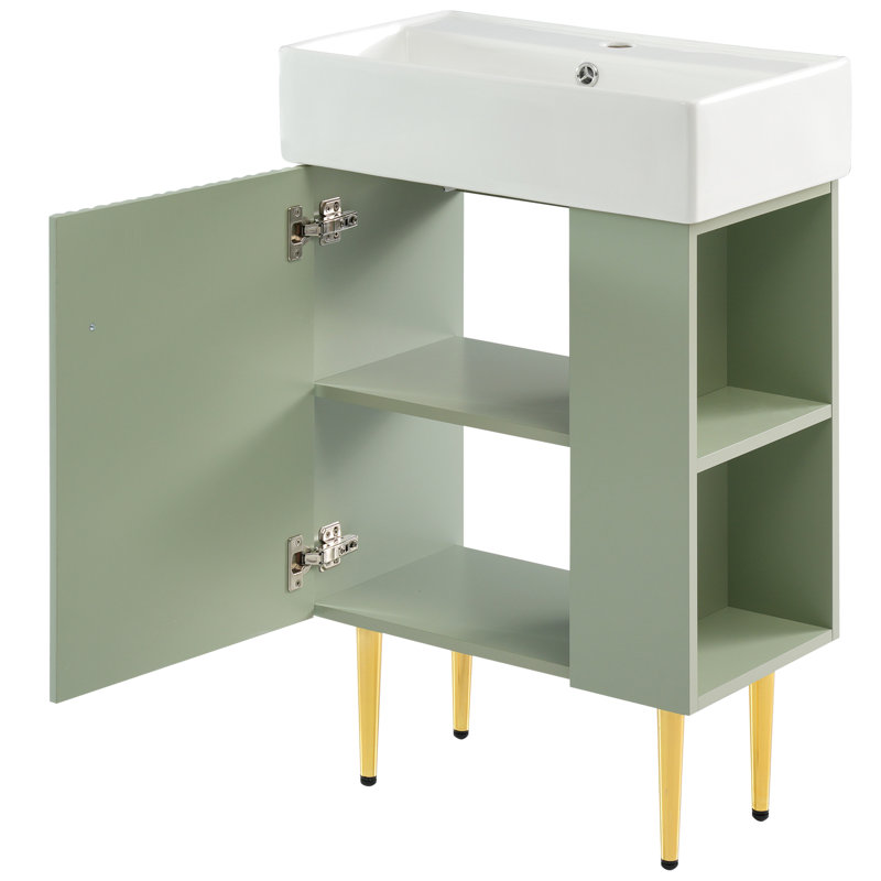Meuble-lavabo de 21,6 po de hauteur, 25,58 po de hauteur, portes à fermeture douce et tranquillité