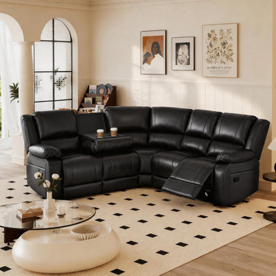 Talley 5 Piece Faux Leather Reclining Sectional with Drop Down Table Seat