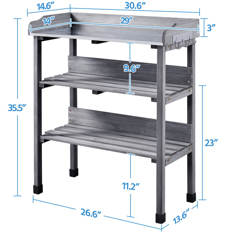 Table de rempotage en sapin, gris