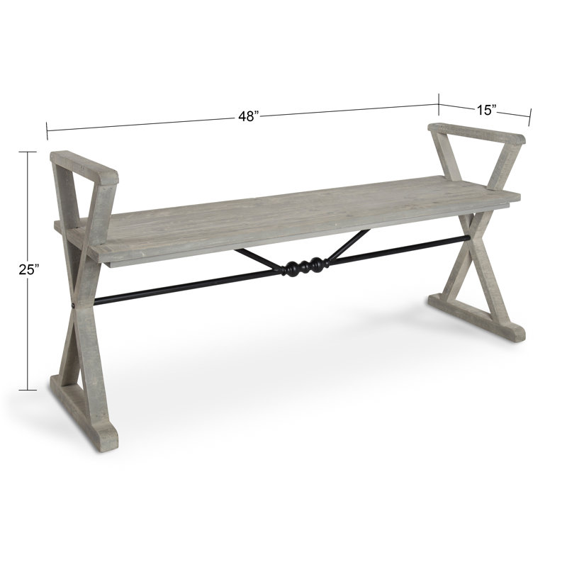 Petrin Entryway Bench, Gray, 25" H x 48" W x 15" D