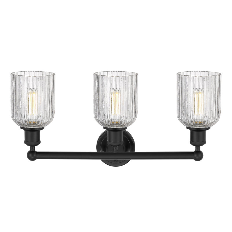Abat-jour de salle de bain 3 lumières Edison Northgate, Noir mat, Clear