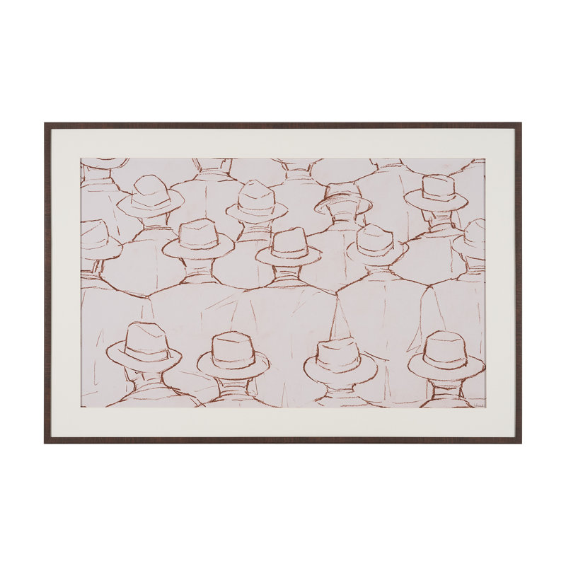 Hats By  Studio Hand Embelished Framed Artwork Matted Under Glass, Hats, 61.5L x 1.6W x 41.5H