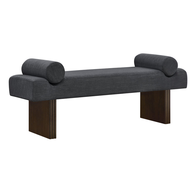  Brooke Contemporary Upholstered Bench, Black, Black