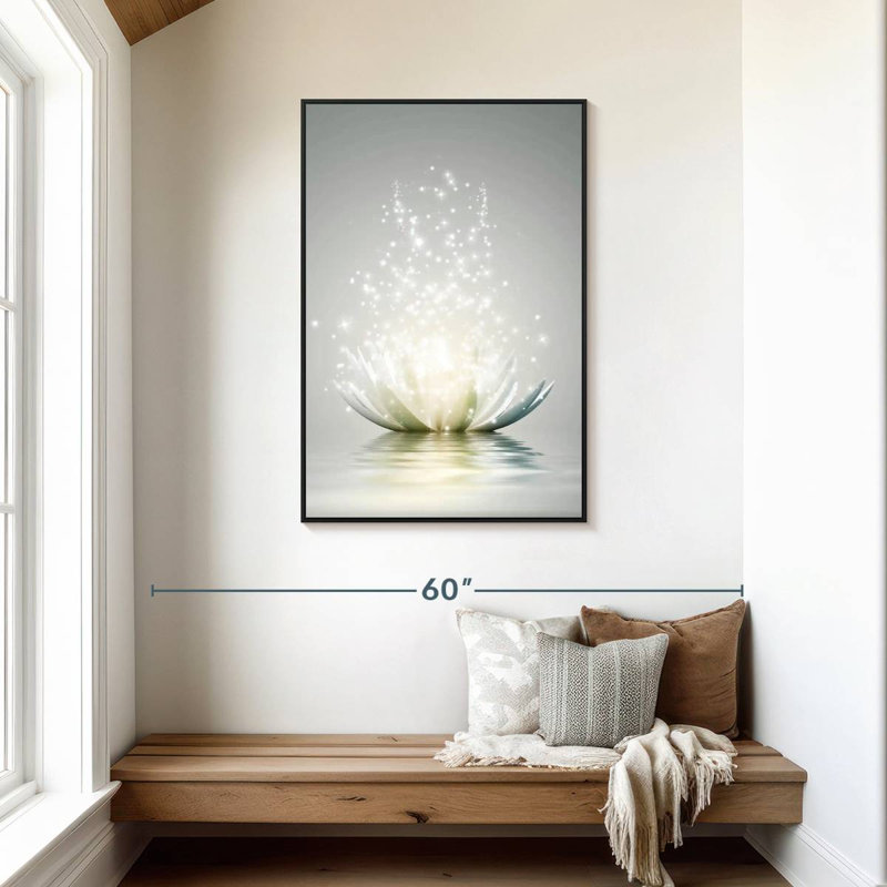 Lotus scintillant, Cadre flottant noir, 29 po x 43 po