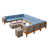 Teak Frame / Blue Cushion