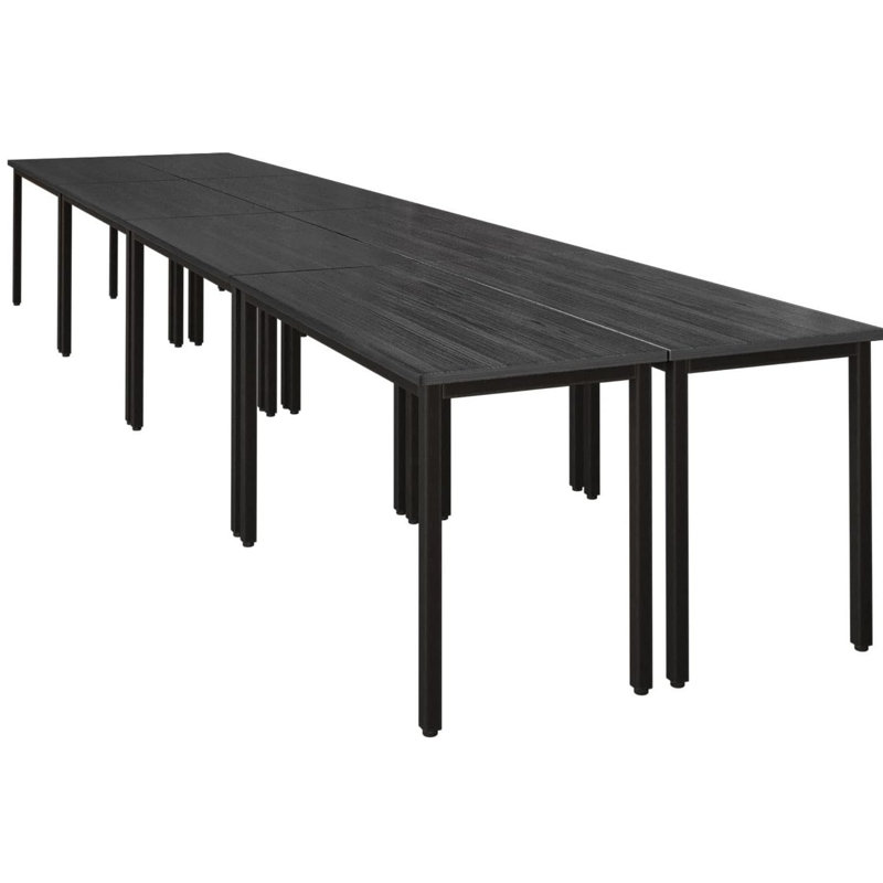 314.8'' Wide Modern Rectangular Conference Table And Chairs Office Set, Black