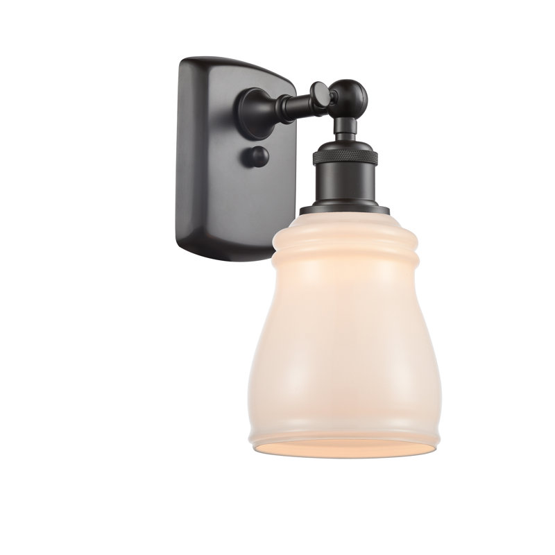 Mccarver Armed Sconce, White, Incandescent, Oil Rubbed Bronze