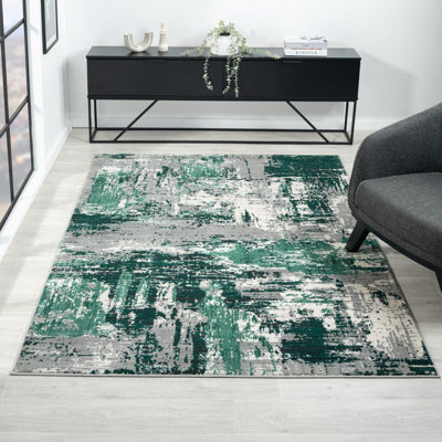 Tapis abstrait vert en polypropylène Sharoya