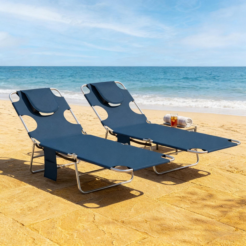 Méridiennes d'extérieur, 2 chaises de bronzage, Bleu très foncé