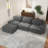 Boneless L-Shaped Modular Sofa Luxurycorduroy Fabric Fabric 32D High-Resilience Sponge For Living Rooms Bedroom-830639362