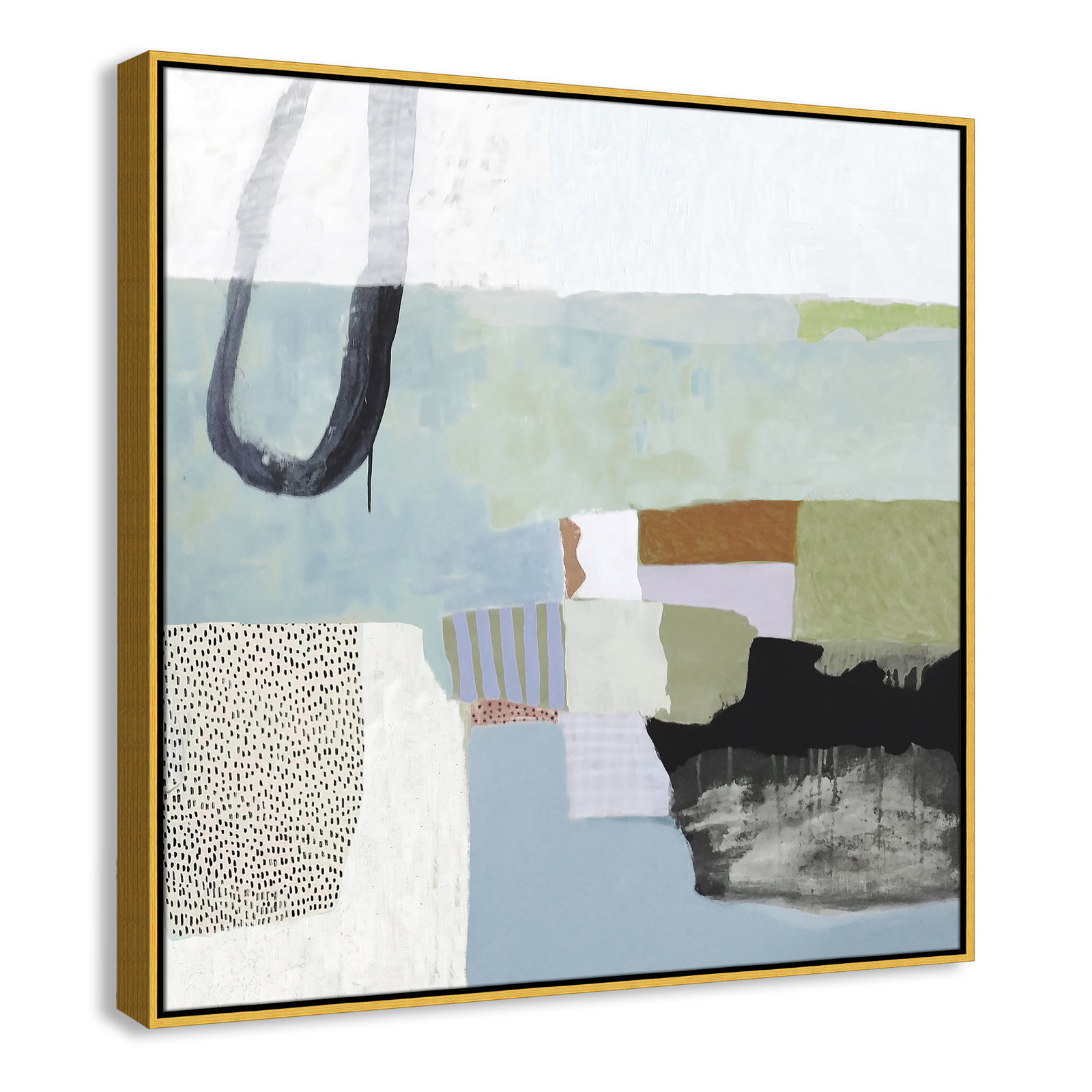 Concorde "Blue Rhythm" Painting by Nathaniel Mather, Gold Framed Canvas, No Mat, 37.5" H x 37.5" W x 2" D