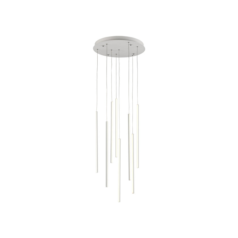 Polished Nickel 12-Light LED Cluster Pendant in White