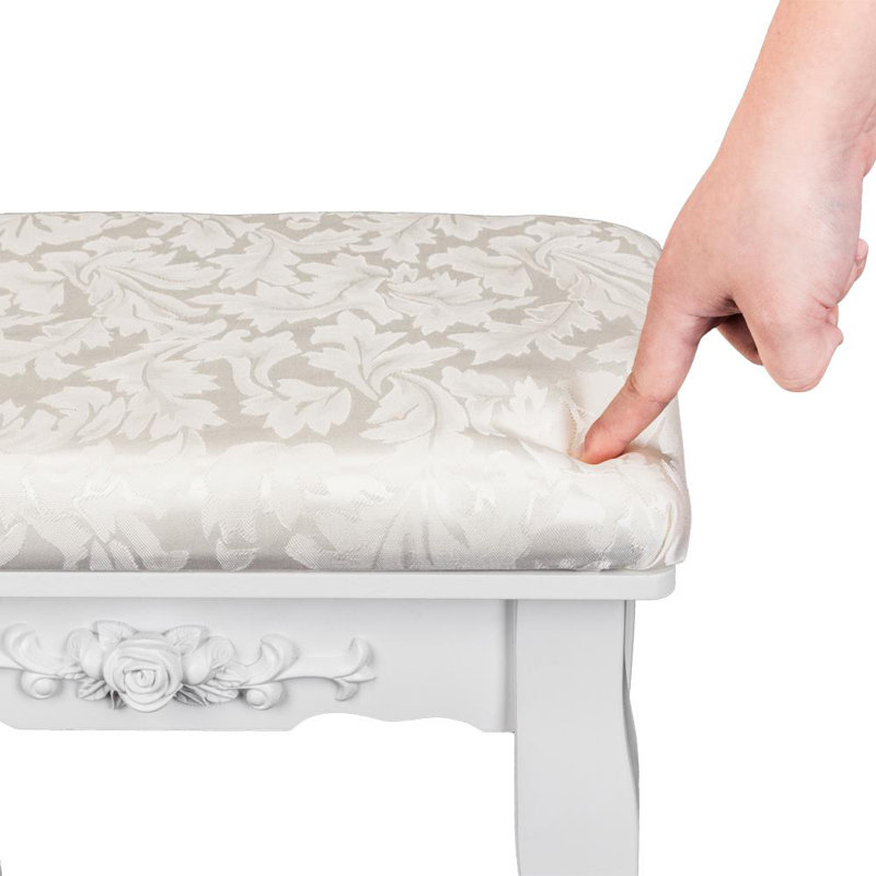 Tabouret de coiffeuse Rosalind, Blanc