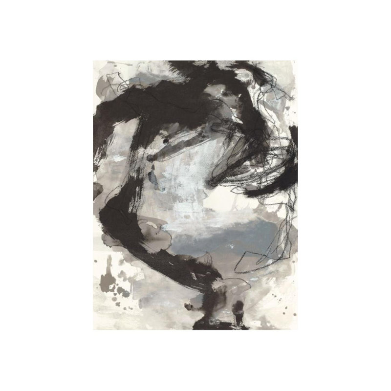 «Black Spiral I» par Sara Brown - reproduction d'art, Image au pinceau gel, H 62 po x l 47 po