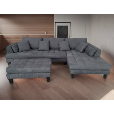 Canapé modulaire en microfibre avec repose-pieds Pritesh