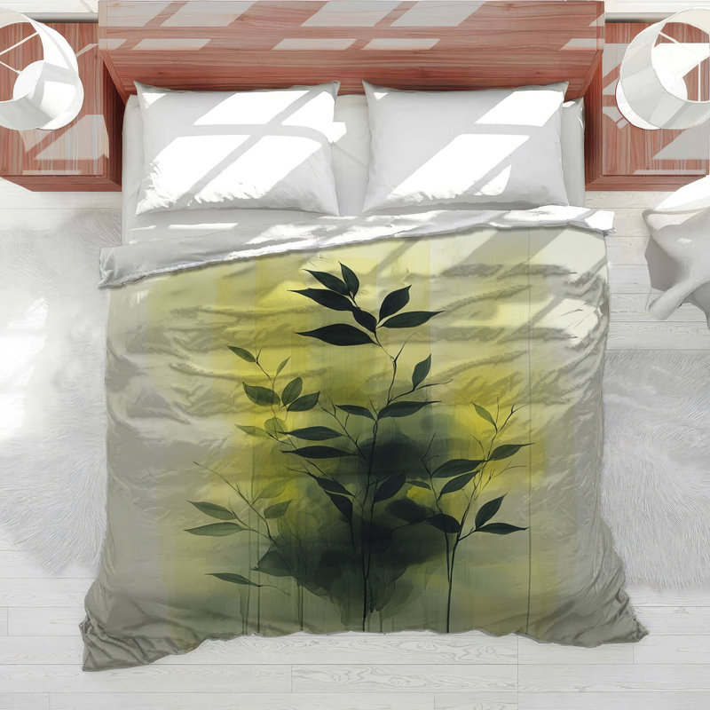 Leaves Bedding Botanical Comforter Japandi, Twin Comforter