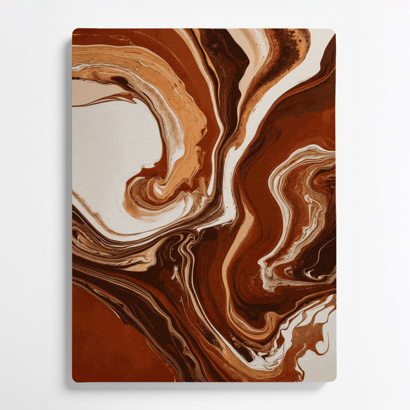 Abstrait fluide, art mural en métal brun 55, H 11 po x l 14 po