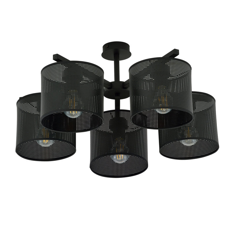 Gonsalez 4-Light 48cm Semi Flush Mount, Black/Gold, 24cm H x 50cm W x 50cm D