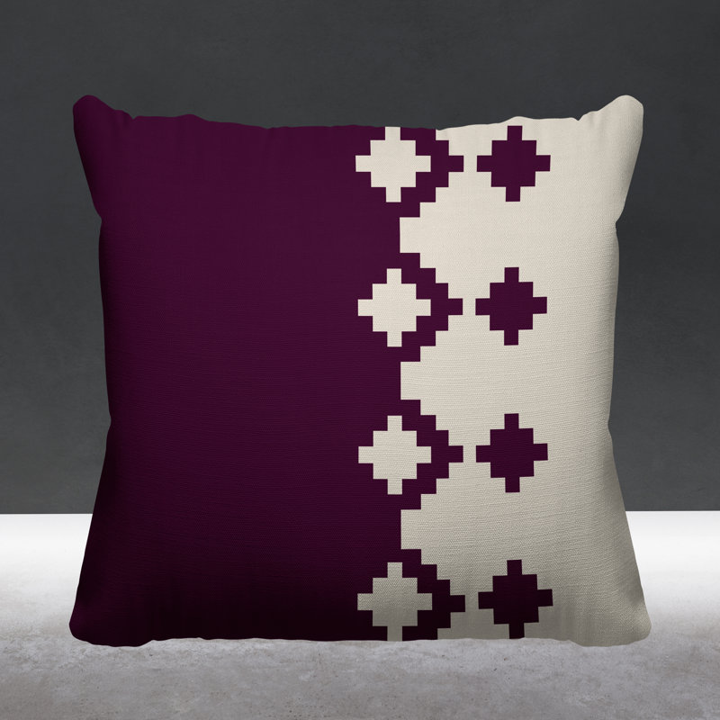 Coussin intérieur / extérieur Moki Southwestern, L 15 po x H 15 po, Mauve