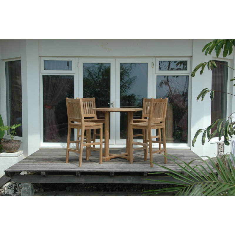 Avalon Outdoor 5 - Piece Teak Bar Height Dining Set