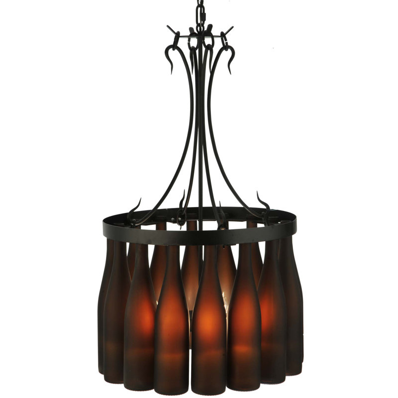 Tuscan Vineyard Black 5-Light Wine Bottle Chandelier