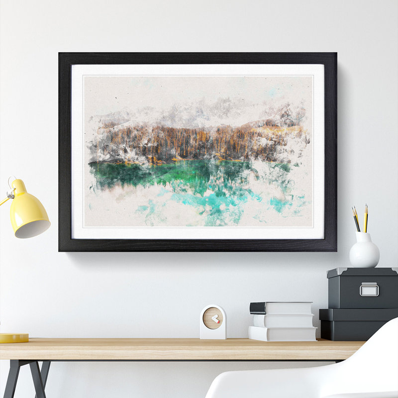 Mountain View Reflection - Picture Frame Graphic Art Print, Black Framed, 62cm H x 87cm W x 2cm D