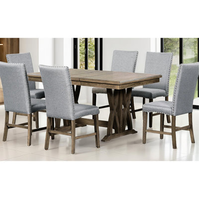 Mid - Century Modern, Dining Table , 6 Seats, Trestle Base, Cross Legs, Upholstered Chairs, Decoration Rectangular Table, Retro