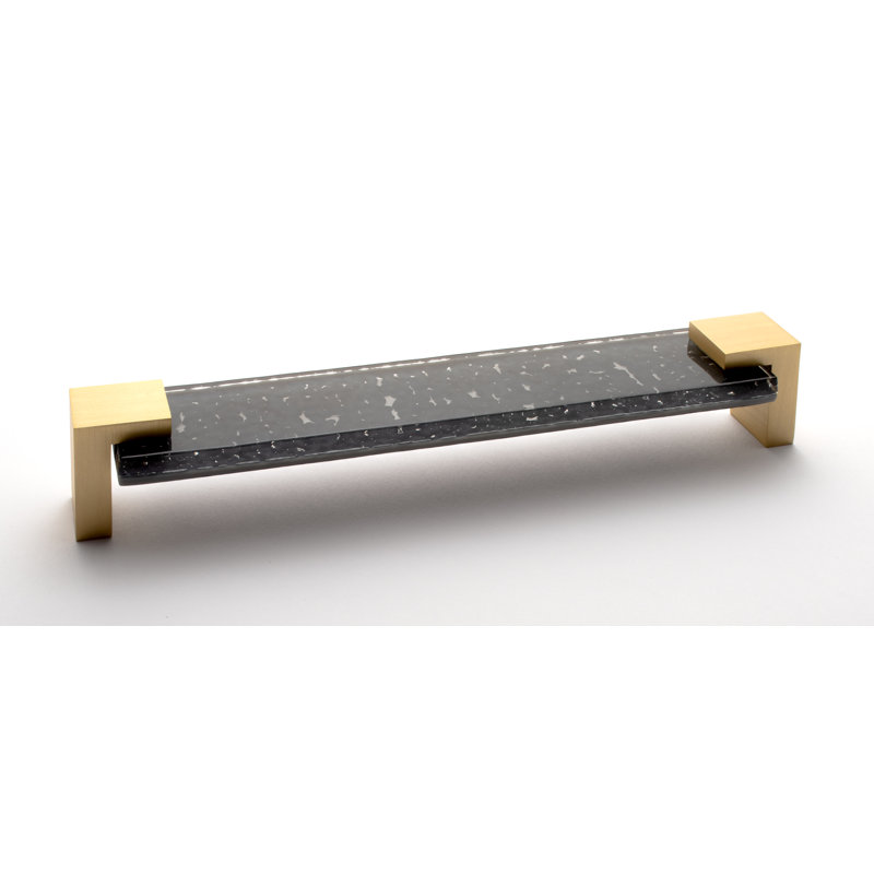 Affinity 8" Center to Center Bar Pull, Satin Brass/Slate Gray