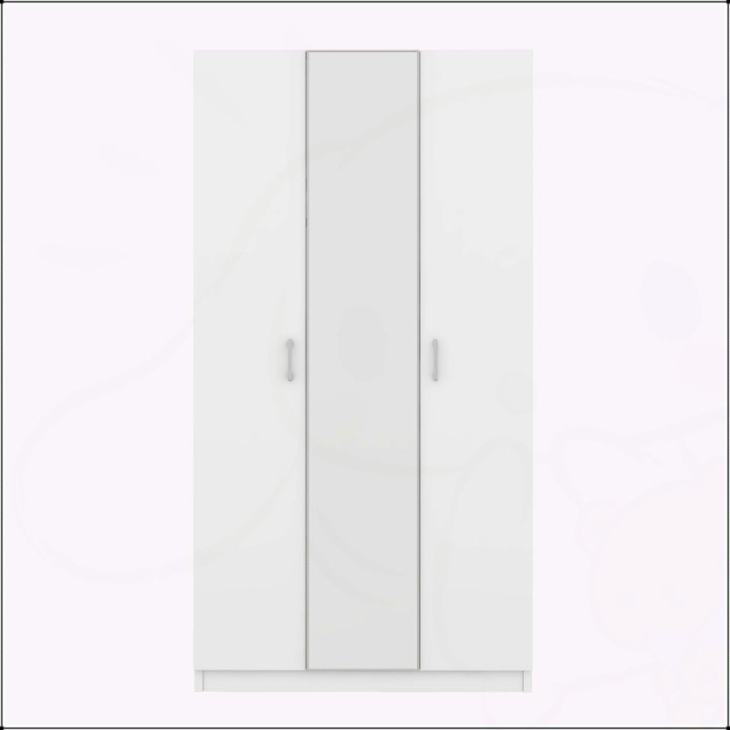Armoire spacieuse à 3 portes avec miroir et options de rangement polyvalentes