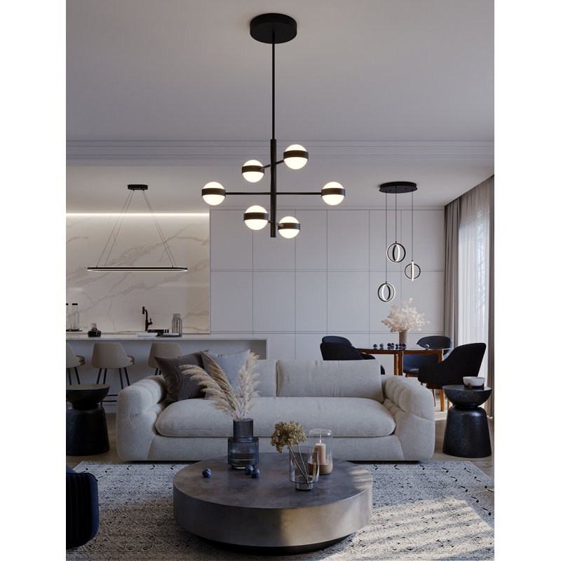 Luminaire suspendu à 6 lumières Verona, Noir