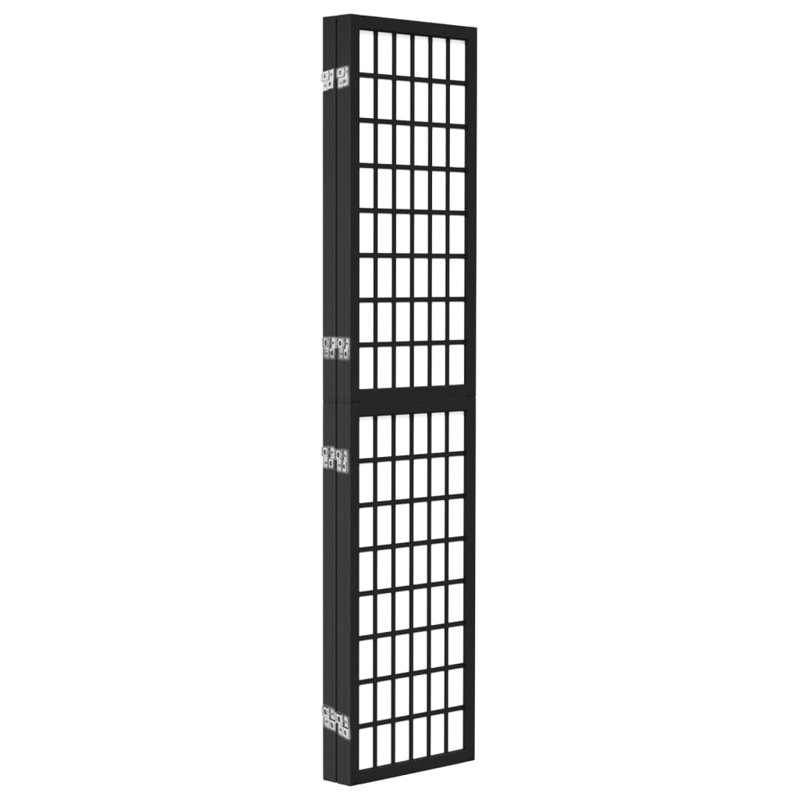 Leunne 170cm H Solid Wood Folding Room Divider, 4, Black