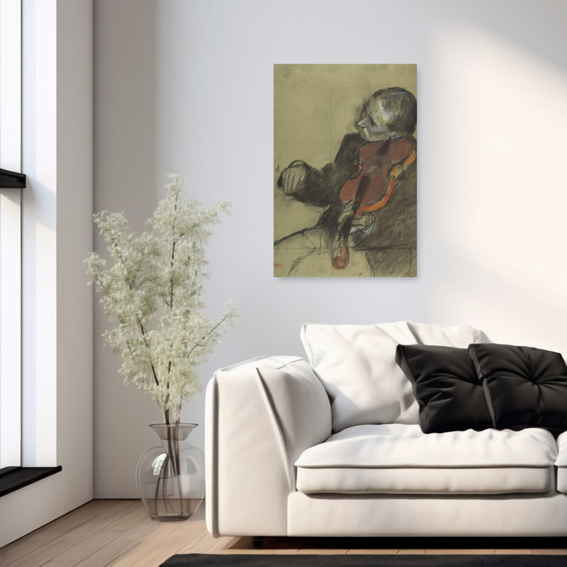 Violoniste, Étude pour la leçon de danse, 1878-1879, estampe d'art mural contemporain abstraite impressionniste