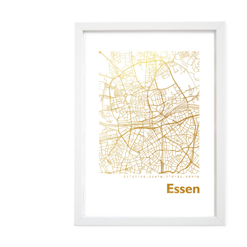 Essen Map - Single Picture Frame Print, 42.5cm H x 32.5cm W x 3.5cm D