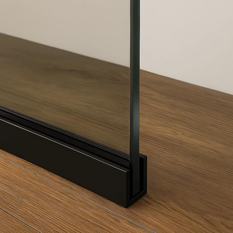 Fixed Glass Shower Panel for Bathroom 30" x 76" - 3/8'' Thick Clear Tempered Glass with Matte Black Finish, Matte Black