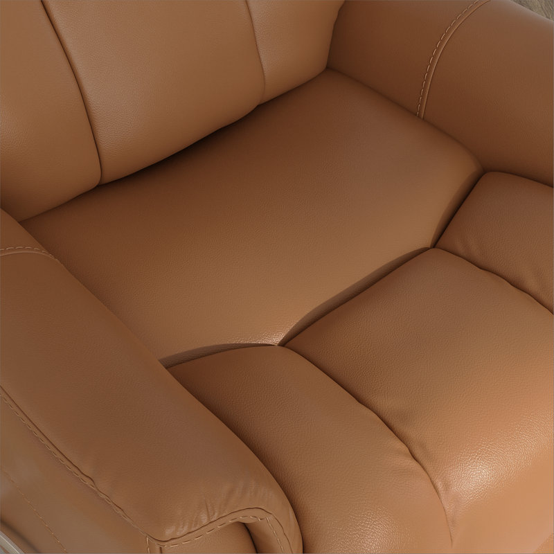 Global Home Swivel Glider Recliner With Manual Adjustable Headrest & Footrest In Oslo Antelope, Brown Leather