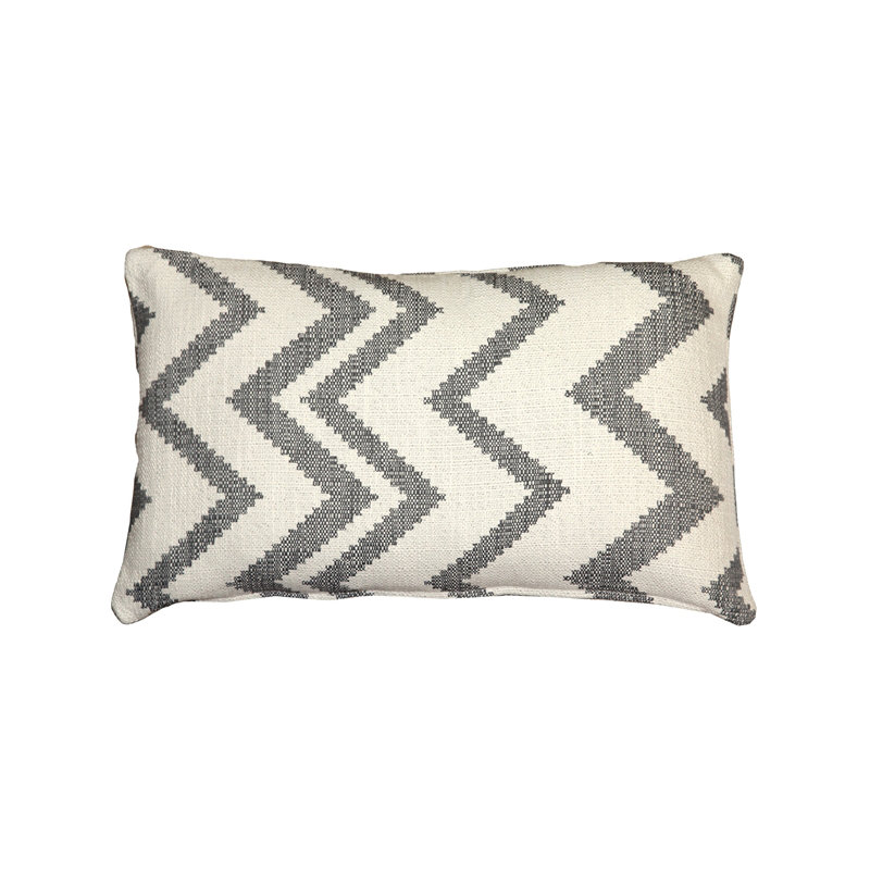 Coussin en coton «Lorenzo Zigzag», Gris