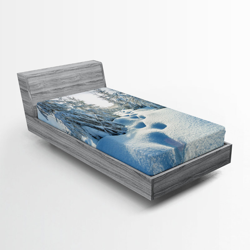 Ensemble de 2 drap-housse Ambesonne Winter Blue Sky, Drap-housse de taille simple