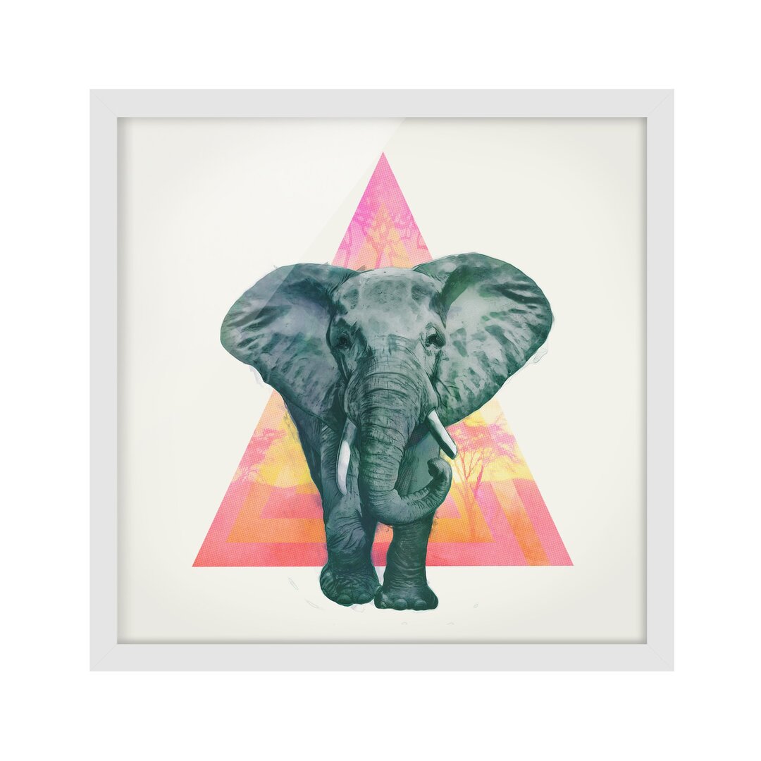 Gerahmtes Poster-Illustrations-Elefant vor Dreieck