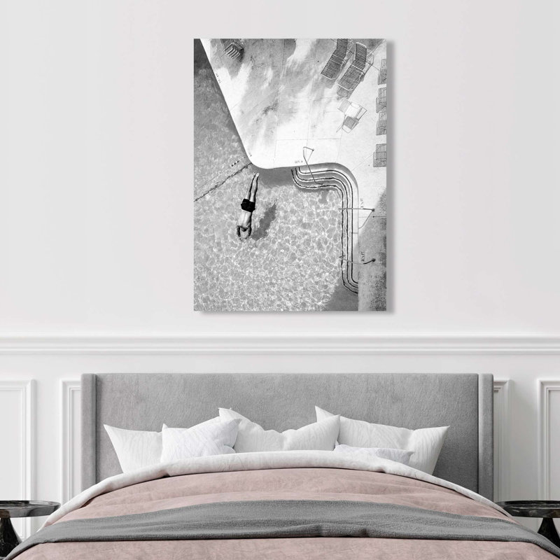 The Swimming Pool II (B&W) - Wrapped Canvas Print, 70cm H x 50cm W x 4cm D