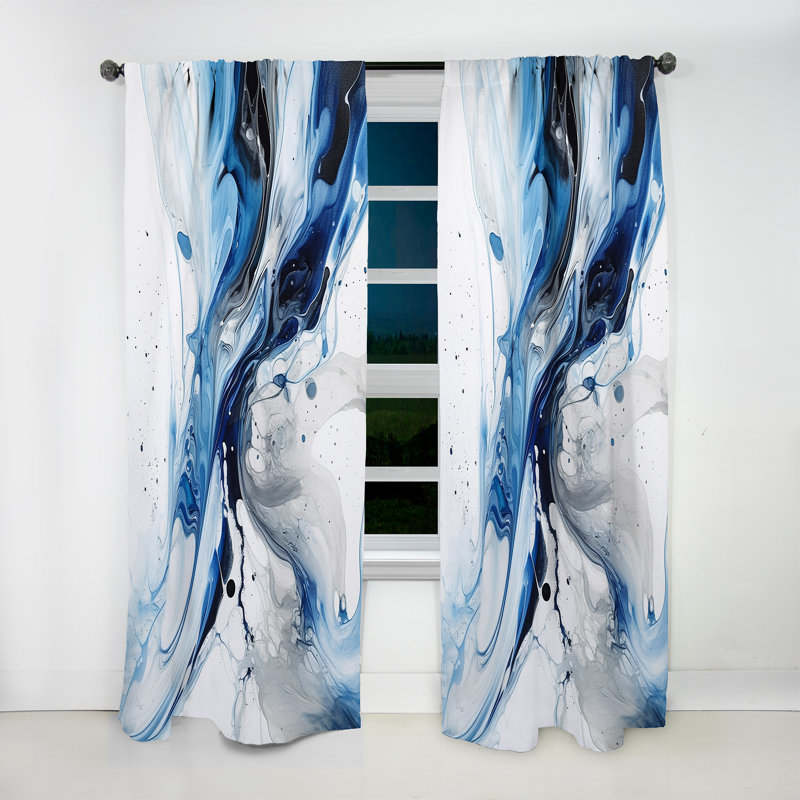 Bleu et gris Elixir I - rideau en velours moderne - obscurcissant - 1 panneau, L 52 po x L 90 po