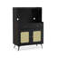 Buffet en bois manufacturé noir + rotin-1589383880-1589383886