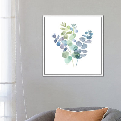 Natural Inspiration Blue Eucalyptus on White II 1 Piece Wall Art on Canvas
