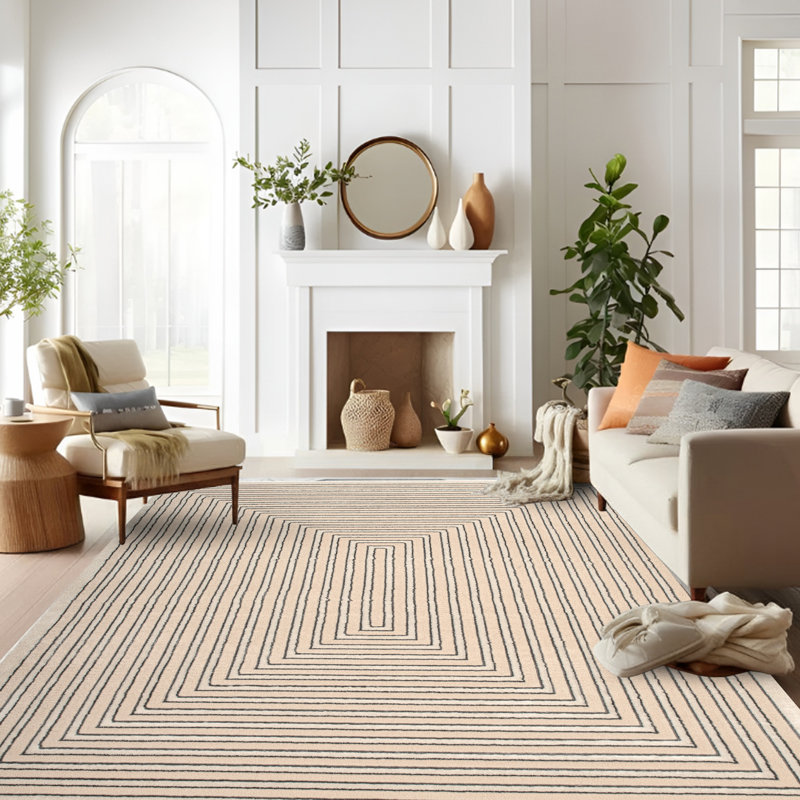 Monaco Series Abrstract Black/Gray/Ivory/Beige Area Rug, Rectangle 5'3" x 7'3"