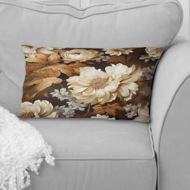 Rustic Brocade Elegance Victorian Pattern - Floral Printed Pillow